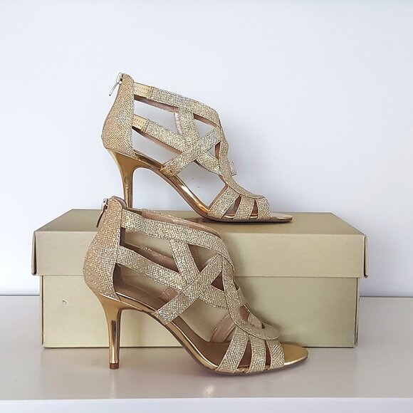 Marc Fisher Nala 3 Gold Strappy Heels - Size 8.5 - Picture 2 of 8